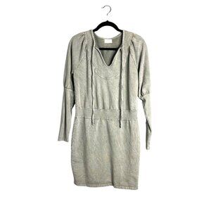 T.La Long Sleeve French Terry Casual Dress‎ Green Mineral Wash Mini Short Small